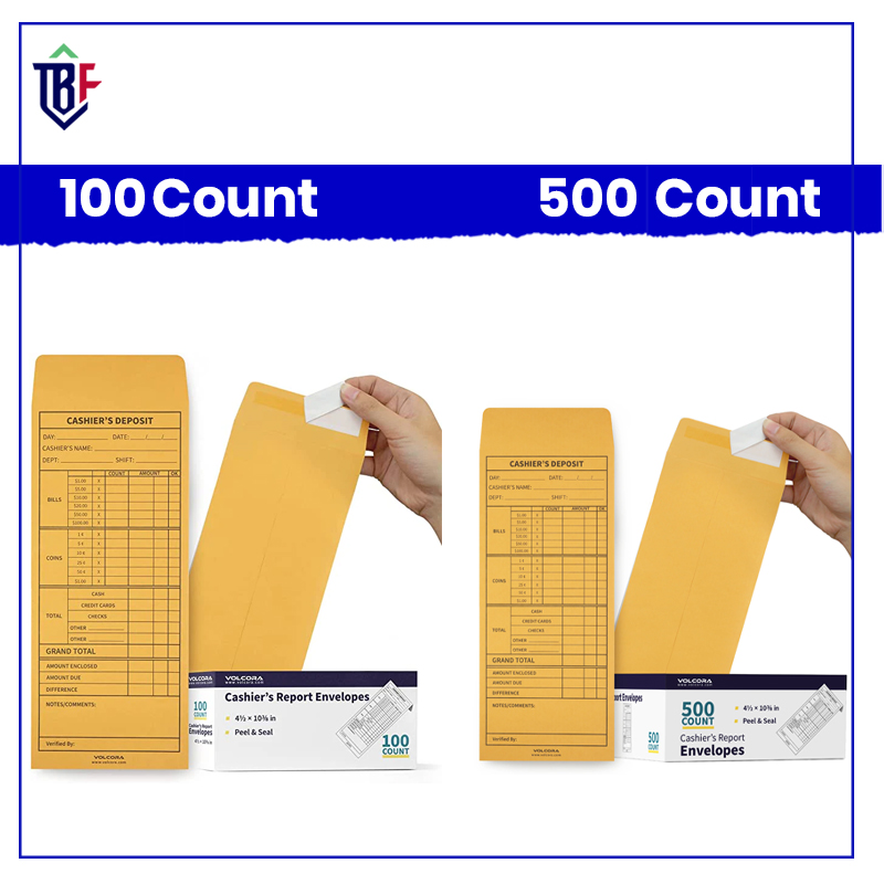 Cashier Envelopes For Cash Deposit Drop And Money Reporting The Big